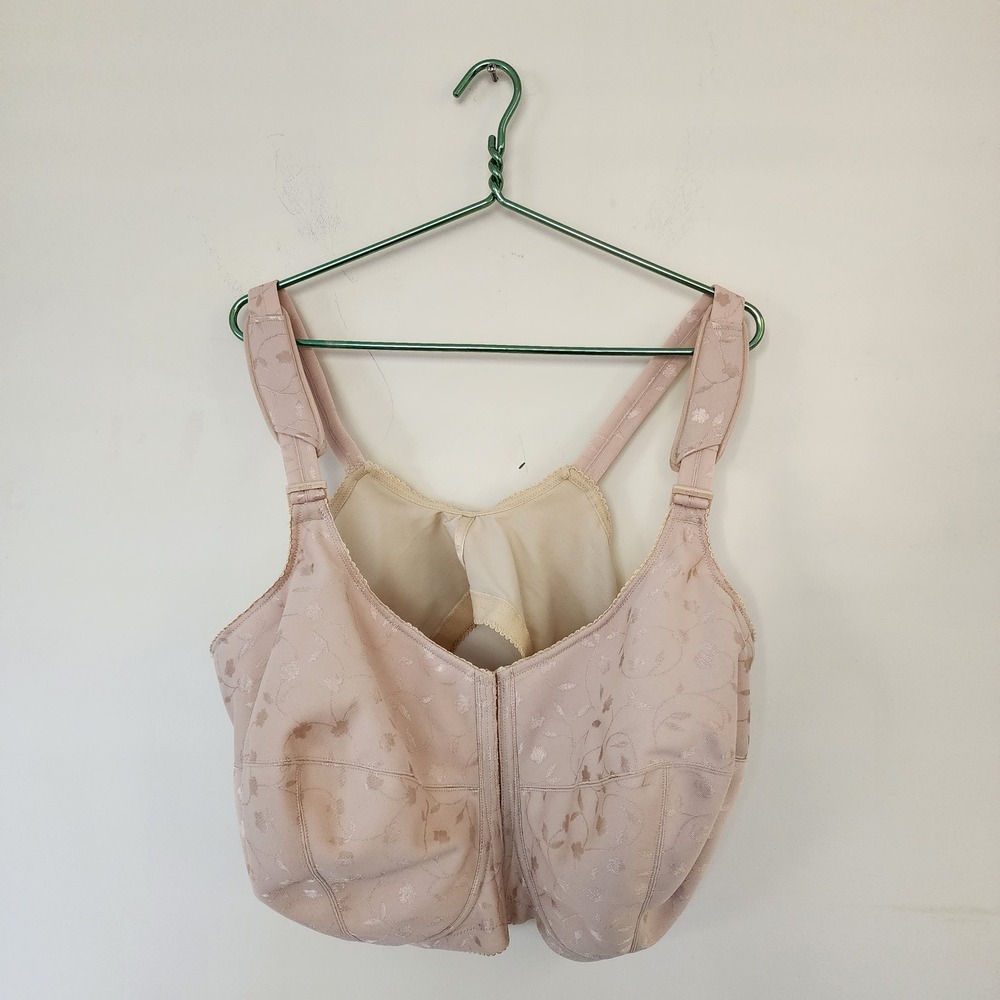 Elila 1515 Nude Jacquard Front Hook Wireless Longline Bra 50I NWT